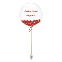 Воздушный Шар сфера Bubble 60 см. с перьями красный