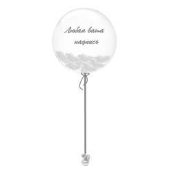 Воздушный Шар сфера Bubble 60 см. с перьями белый