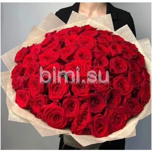 Букет из красной розы ред наоми 70см 55 шт 