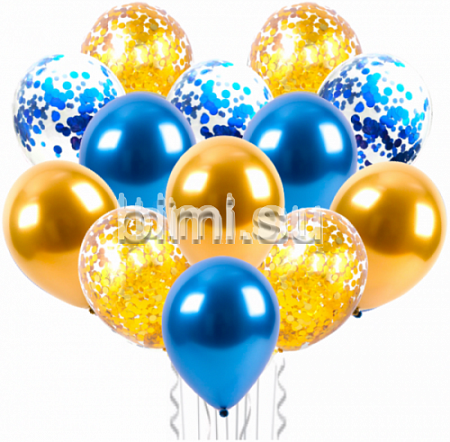 Облако из воздушных шаров с конфетти и хромом С-З