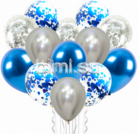 Облако из воздушных шаров с конфетти и хромом С-С