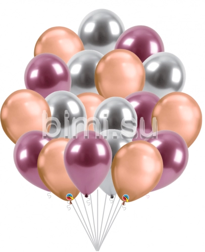 Облако из воздушных шаров &quot;Розово-серебряный&quot; Хром