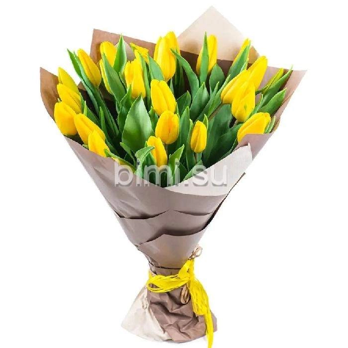 Букет из 25 жёлтых тюльпанов