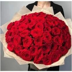 Букет из красной розы ред наоми 70см