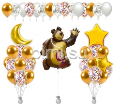 Набор из воздушных шаров воздушных шаров &quot;Маша и медведь с шарами под потолок&quot;